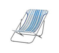 Zendea Sedia Sdraio in Acciaio Bianco e Blu, Pieghevole - Ideale per la Spiaggia, Giardino, Piscina e Campeggio per Passare Giornate di Relax al Sole - Capacità Fino a 80kg Dimensioni 45x72x70 cm