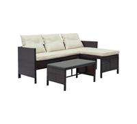 Zendea Set Giardino Esterno con 2 Divani Angolari, 1 Tavolo in Vetro e Cuscini inclusi - Salottino da Giardino Completo in Rattan e Acciaio - Design Modulabile e Resistente