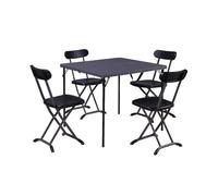 Zendea Set Pieghevole con Tavolo Quadrato e 4 Sedie - Acciaio Verniciato Antracite, Top in HDPE, Montato e Pronto all'Uso - Ideale per Arredo Esterno.