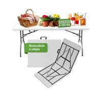 Zendea - Tavolo da Giardino Salvaspazio 180x75x74 cm - Tavolo Pieghevole Portatile con Blocco di Sicurezza e Superficie in HDPE per 6 Persone - Arredo Esterno per Balcone o Terrazzo