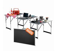 Zendea - Tavolo Pieghevole Set da 3 con 4 Altezze Regolabili, Struttura in Alluminio e Piano in MDF, per Campeggio, Giardino ed Eventi, Leggero, Salvaspazio e Facile da Trasportare