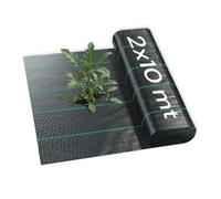 Zendea Telo Pacciamatura 2x10 m PP 90 g/m², Facile da Posare e Tagliare | Tessuto Non Tessuto, Traspirante UV, Permeabile all'Acqua, Righe Guida, Anti Erbacce, Orto e Giardino