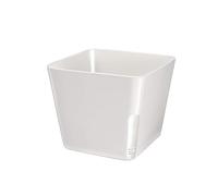 Zendea Vaso Quadrato Bianco per Piante, Fiori o Erbe Aromatiche 13x11cm - Ideale per Coltivare in Giardino, Balcone o Terrazzo - Moderno con Comoda Trasparenza per Controllo del Livello dell'Acqua