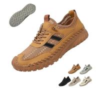 Zenfaze Orthopedic Shoes for Men, Arch Support, Breathable Mesh Upper with Elastic Lace, Slip-Resistant Slip-On Design (Brown,43)