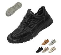 Zenfaze Orthopedic Shoes for Men, Arch Support, Breathable Mesh Upper with Elastic Lace, Slip-Resistant Slip-On Design (Black,46)