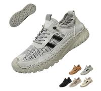 Zenfaze Orthopedic Shoes for Men, Arch Support, Breathable Mesh Upper with Elastic Lace, Slip-Resistant Slip-On Design (Grey,38)