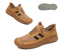 Zenfaze Orthopedic Shoes for Men,Handmade Breathable Outdoor Lightweight Slip-On Mesh Casual Sneakers,Arch Support,Breathable Mesh Elastic Laces,Leather Hiking Shoes (1PCS/C,42)
