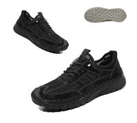 Zenfaze Orthopedic Shoes for Men,Handmade Breathable Outdoor Lightweight Slip-On Mesh Casual Sneakers,Arch Support,Breathable Mesh Elastic Laces,Leather Hiking Shoes (1PCS/A,42)