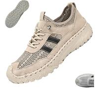 Zenfaze Orthopedic Shoes for Men, Men's Slip-On, Breathable Hollow Mesh, Arch Support Light Non-Slip, for Sports, Hiking (Khaki,38)