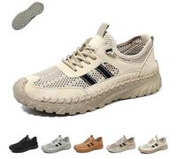 Zenfaze Orthopedic Shoes for Men, Men's Slip-On Non-Slip Sneakers with Breathable Mesh And Solid Arch Support for Hiking (Beige,40)