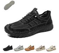 Zenfaze Orthopedic Shoes for Men, Men's Slip-On Non-Slip Sneakers with Breathable Mesh And Solid Arch Support for Hiking (Black,45)