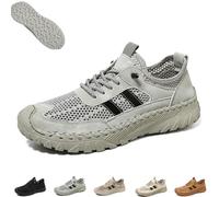 Zenfaze Orthopedic Shoes for Men, Men's Slip-On Orthopedic Leather Hiking Shoes, Breathable Hollow Mesh, for Outdoors (Gray,48)