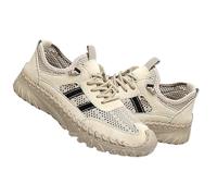 Zenfaze Orthopedic Shoes for Men, Slip-On Hiking Sneakers with Arch Support, Breathable Mesh, Non-Slip Sole, Widened Toe Box (Khaki,38)