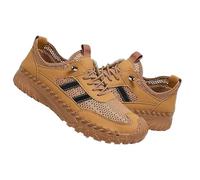 Zenfaze Orthopedic Shoes for Men, Slip-On Hiking Sneakers with Arch Support, Breathable Mesh, Non-Slip Sole, Widened Toe Box (Brown,45)