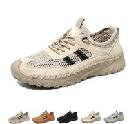 Zenfaze Orthopedic Shoes for Men, Solid Arch Support Breathable Hollow Mesh,Men's Slip-On Orthopedic Leather Hiking Shoes (Beige,7.5)