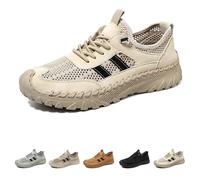Zenfaze Orthopedic Shoes for Men, Solid Arch Support Breathable Hollow Mesh with Elastic Laces Non Slip Slip on Hiking Sneaker (Sand,43)