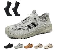 Zenfaze Orthopedic Shoes for Men, Zenfaze Non Slip Slip On Hiking Sneaker, Arch Support, Breathable Mesh Elastic Laces (Gray,46)