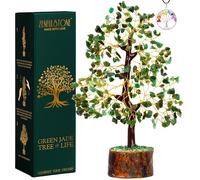 ZENFULSTONE Albero della vita in cristallo di giada verde per fortuna e prosperità, decorazione per casa e ufficio, bonsai fatto a mano per ricchezza, equilibrio e buona fortuna, regalo perfetto per i