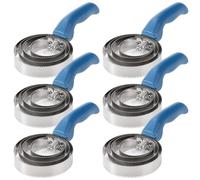 ZENFUN 6 pettini per curry reversibili, 4 anelli in acciaio inox, con impugnatura in gomma blu, spazzola per curry a doppio lato, strumento per spargere cavalli per pecore, bovini