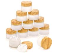 ZENFUN Confezione da 16 vasetti vuoti in vetro per cosmetici, 1.7oz / 50 ml, con coperchio in plastica, bottiglie in vetro smerigliato, piccoli barattoli per campioni di trucco, barattoli da viaggio