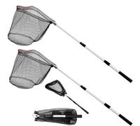 ZENFUN Confezione da 2 reti da pesca con manico telescopico, retino da pesca con robusto manico pieghevole, rete pieghevole in nylon per acqua salata e acqua dolce, si estende fino a 129,5 cm (nero,