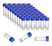 ZENFUN Set di 100 provette in plastica con coperchi, 5 ml di tubi graduati con tappi a vite, contenitore per liquidi, pozioni, laboratorio, scuola