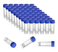 ZENFUN Set di 100 provette in plastica con coperchi, 5 ml di tubi graduati con tappi a vite, contenitore per liquidi, pozioni, laboratorio, scuola