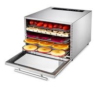 zenggp Essiccatore per Alimenti, 5 Vassoi in Acciaio Inox, Argento | Essiccatore digitale, controllo temperatura 20-90°C, timer regolabile fino a 24 ore, 400W, per carne essiccata frutta