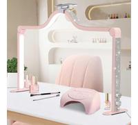 zenggp Lampada da Scrivania Half Moon, Lampada Pieghevole per Ciglia per Saloni di Bellezza, Lampada per Unghie Dimmerabile per Tatuaggi Sopracciglia Artigianato, con Supporto per Telefono(Pink)