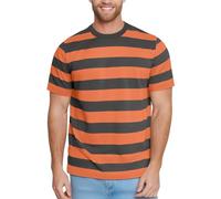 Zengjo T-Shirt a Maniche Corte da Uomo a Righe, Grafite Arancione, XX-Large