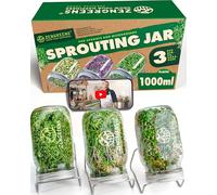 zengreens® Kit di coltivazione per germogli - Set da 1, 2 o 3 barattoli per germogli - Include: barattolo germogliatore e supporto in metallo - Incl. videocorso online