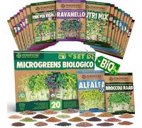 ZenGreens® - Semi di germogli bio set da 20 - facile coltivazione in vaso o vassoio per semi - confezione di prova - 20 varietà diverse - mix di semi di microgreens