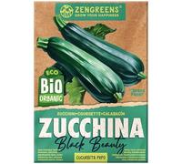 ZenGreens® Semi di zucchino biologico - Semi di verdure per la coltivazione in giardino, sul balcone o in un'aiuola rialzata - Sementi di ortaggi - Zucchina - Black Beauty