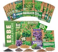 ZenGreens® - Set di semi di erbe bio - 15 varietà per una facile coltivazione in giardino, balcone o aiuola rialzata - Erbe aromatiche -Sementi di verdure