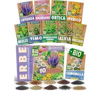 ZenGreens® - Set di Semi di Erbe Officinali e per Tisane bio (10 pezzi) - 10 Semi per Coltivazione Facile in Giardino, Balcone o Serra - Semi da Piantare - Sementi