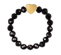 ZENGSING Anello Elastico con Perline Anello con Perle di Pietra Naturale con Ciondolo a Cuore Anello con Perline da Donna Anello di Cristallo di Pietra Naturale per Donne Ragazze (Ossidiana dorata)
