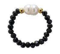 ZENGSING Anello Fidget in perline di pietra naturale da donna Anello elastico in pietra naturale Anelli regolabili in perline di cristallo Anello impilabile elastico da donna ragazze (Ossidiana)