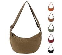 ZENGSING Borsa a mezzaluna in velluto a coste per donne, borsa a tracolla Hobos in velluto a coste, borsa a tracolla con tracolla regolabile per viaggiare, lavorare (Cachi)