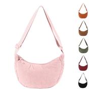 ZENGSING Borsa a mezzaluna in velluto a coste per donne, borsa a tracolla Hobos in velluto a coste, borsa a tracolla con tracolla regolabile per viaggiare, lavorare (Rosa)