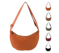 ZENGSING Borsa a mezzaluna in velluto a coste per donne, borsa a tracolla Hobos in velluto a coste, borsa a tracolla con tracolla regolabile per viaggiare, lavorare (Arancione)