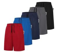ZENGVEE 5-Pack Uomo Pantaloncini da Corsa Traspiranti Quick Dry Pocket Shorts Abbigliamento Sportivo Uomo Pantaloncini da Tennis Uomo Pantaloncini da Palestra (0904-Red-XL