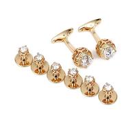 ZENGXJYCQINGJIANG Gemelli Camicia Uomo Gemelli da Uomo 8 Gemelli in Oro con zirconi da Camicia Gioielli da Sposa Gemelli