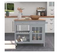ZENGXJYCQINGJIANG veicolo di stoccaggio Isola da cucina con rotelle, carrello da cucina portatile, carrello da cucina con piano in legno con cassetti e mobile con anta in vetro ruota a cinghia