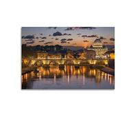 ZENGYL Poster della città con tramonto a Roma, dipinto decorativo su tela, poster da parete e stampa artistica moderna per camera da letto, 20 x 30 cm