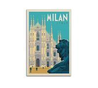 ZENGYL Poster vintage Trave Milano Pittura Decorativa su Tela Poster da Parete e Stampa artistica Moderna Camera da Letto Poster 30 x 45 cm