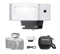 ZENIKO ZF08 Mini Flash per Canon/Sony/Nikon/Fuji, 5 livelli Speedlite | 440 flash full-power, 6500K CCT, <3s Recycle, compatto per DSLR/Mirrorless, Panasonic/Olympus/Pentax/ZV1, argento