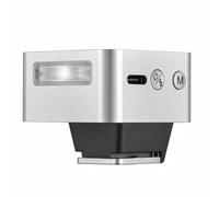 ZENIKO ZT08 N - Mini flash TTL per fotocamere Nikon (i-TTL) grandangolo da 28 mm, ricarica USB-C, 47 g, design retrò con display OLED, 740 flash completi, tempo di riciclaggio rapido (argento)