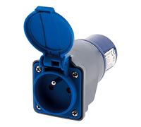 Zenitech - Adattatore Compatto Senza Cavo Femmina 16A 2P+T in Maschio CEE17 - Ideale per Campeggio e Nautica - IP44 Impermeabile - Connettore Pratico e Resistente - Blu - 0,030m