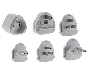 Zenitech - Adattatori da Viaggio Set di 6-5 Spine Maschio - Bianco - Compatibilità 100 Paesi - Norma CE - Custodia da Viaggio Inclusa - Dimensioni Confezione 4.5x24x14 cm