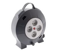 Enexo - Avvolgicavo domestico, cavo Ho5Vv-F 3G1,5, lunghezza 10 m, con 4 prese, disgiuntore e manico